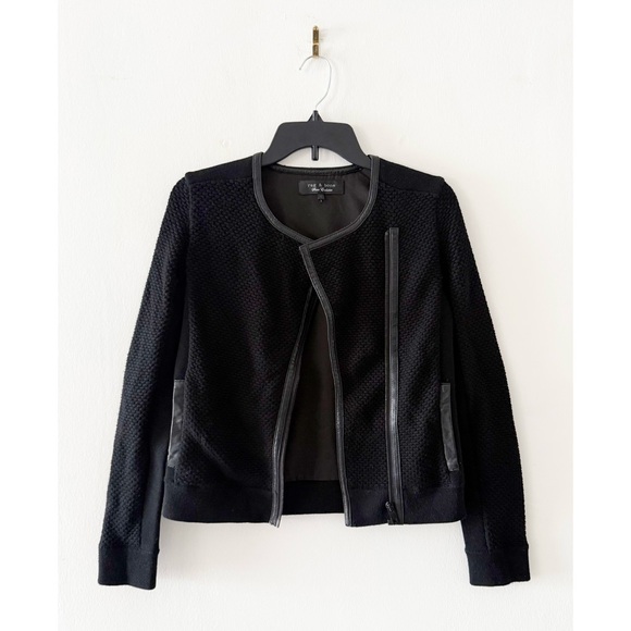 rag & bone Jackets & Blazers - Rag & Bone Wool & Lamb Leather Black Biker Jacket Size XS